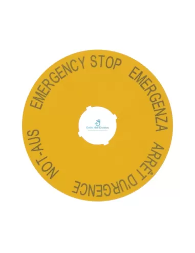 Etiqueta de parada de emergencia Eaton Rlf-bl d.90 (4 idiomas)